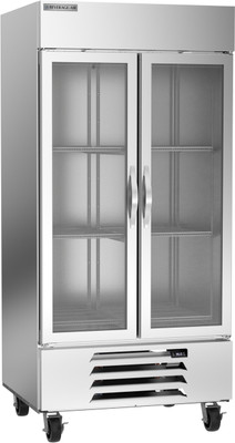 Beverage Air HBR35HC-1-G 35.08 Cu. Ft. Stainless Steel Glass Door Reach-In Two-Section Horizon Series Refrigerator - 115 Volts