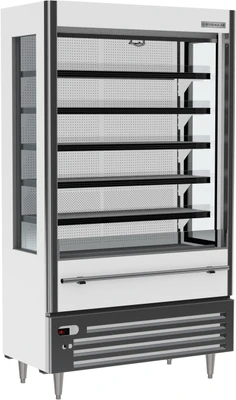 Beverage Air VMHCSL-18-1-W 12.7 Cu. Ft. White Vinyl Vertical Case Vuemax Series Slim Open-Air Merchandiser - 115 Volts