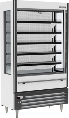 Beverage Air VMHCSL-18-1-W 12.7 Cu. Ft. White Vinyl Vertical Case Vuemax Series Slim Open-Air Merchandiser - 115 Volts