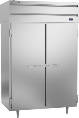 Beverage Air PFD2HC-1AS 48.33 Cu. Ft. Stainless Steel 2-Section 4 Solid Full Height Doors Pass-Thru Freezer - 115 Volts