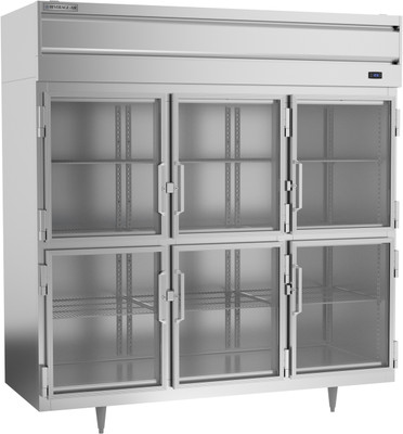 Beverage Air PF3HC-1BHG 68.34 Cu. Ft. Stainless Steel 6 Lockable Glass Half Doors Reach-In Freezer - 115 Volts
