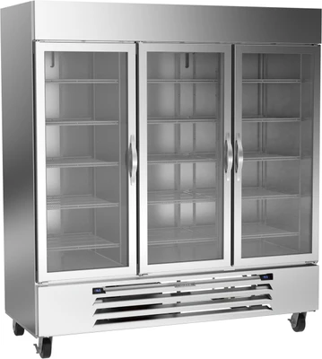 Beverage Air HBRF72HC-1-B-G 75" W Reach-In Three-Section Horizon Series Refrigerator or Freezer - 115 Volts