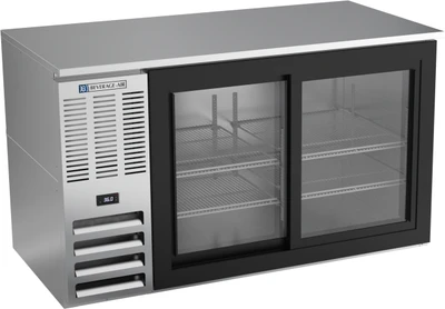 Beverage Air BB58HC-F-GS-S 58" W Stainless Steel 2 Sections Refrigerated Food Rated Back Bar Storage Cabinet - 115 Volts