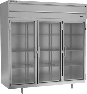 Beverage Air PF3HC-1BG 68.34 Cu. Ft. Stainless Steel 3 Lockable Glass Doors Reach-In Freezer - 115 Volts