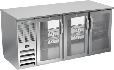 Beverage Air BB72HC-FG-PT-S 72&quot; W Stainless Steel Galvanized Sub-Top 3 Sections Refrigerated Open Food Rated Back Bar Pass-Thru Storage Cabinet - 115 Volts