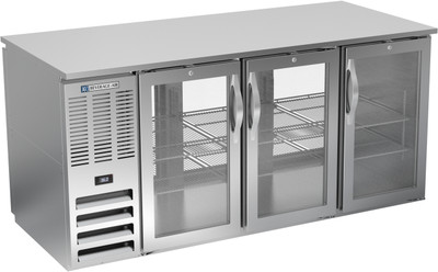 Beverage Air BB72HC-FG-PT-S 72" W Stainless Steel Galvanized Sub-Top 3 Sections Refrigerated Open Food Rated Back Bar Pass-Thru Storage Cabinet - 115 Volts