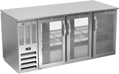 Beverage Air BB72HC-FG-PT-S 72" W Stainless Steel Galvanized Sub-Top 3 Sections Refrigerated Open Food Rated Back Bar Pass-Thru Storage Cabinet - 115 Volts