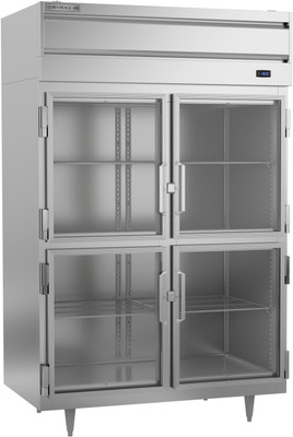 Beverage Air PF2HC-1BHG 44.57 Cu. Ft. Stainless Steel 4 Lockable Glass Half Doors Reach-In Freezer - 115 Volts