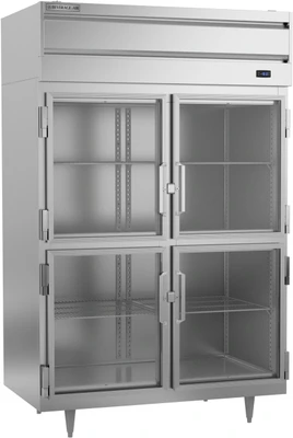 Beverage Air PF2HC-1BHG 44.57 Cu. Ft. Stainless Steel 4 Lockable Glass Half Doors Reach-In Freezer - 115 Volts