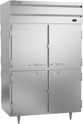 Beverage Air PFD2HC-1AHS 48.33 Cu. Ft. Stainless Steel 2-Section 8 Solid Half Doors Pass-Thru Freezer - 115 Volts