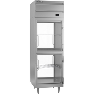 Beverage Air PFD1HC-1BHG 22.9 Cu. Ft. Stainless Steel 1-Section 4 Glass Half Doors Pass-Thru Freezer - 115 Volts