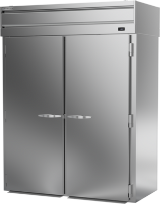 Beverage Air PFT2XTHC-1AS 85.8 Cu. Ft. Stainless Steel Two-Section Solid Door Roll-Thru Extra Tall P-Series Freezer - 115 Volts