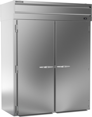 Beverage Air PFT2XTHC-1AS 85.8 Cu. Ft. Stainless Steel Two-Section Solid Door Roll-Thru Extra Tall P-Series Freezer - 115 Volts