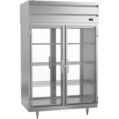 Beverage Air PFD2HC-1BG 48.33 Cu. Ft. Stainless Steel 2-Section 4 Glass Full Height Doors Pass-Thru Freezer - 115 Volts