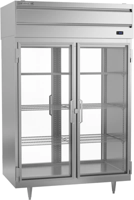 Beverage Air PFD2HC-1BG 48.33 Cu. Ft. Stainless Steel 2-Section 4 Glass Full Height Doors Pass-Thru Freezer - 115 Volts
