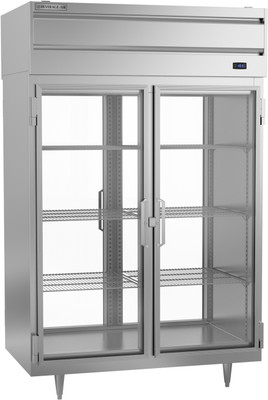 Beverage Air PFD2HC-1BG 48.33 Cu. Ft. Stainless Steel 2-Section 4 Glass Full Height Doors Pass-Thru Freezer - 115 Volts