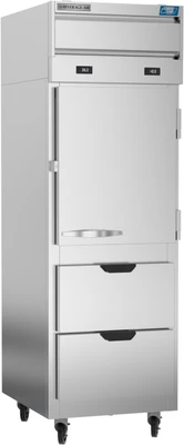 Beverage Air CT12-12HC-1HSD 9 Cu .Ft. Stainless Steel Reach-In Two-Section Cross Temp Convertible Refrigerator or Freezer - 115 Volts
