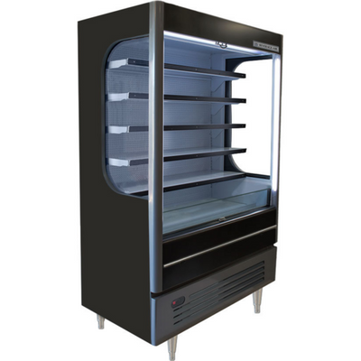 Beverage Air VMHC-18-1-B 18.6 Cu. Ft. Black Vinyl Vertical Case Vuemax Series Open-Air Merchandiser - 115 Volts