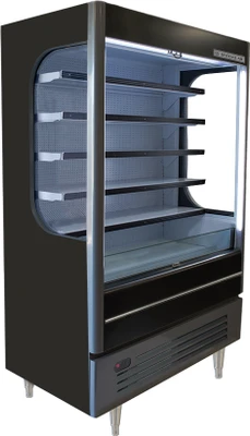 Beverage Air VMHC-18-1-B 18.6 Cu. Ft. Black Vinyl Vertical Case Vuemax Series Open-Air Merchandiser - 115 Volts