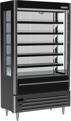 Beverage Air VMHCSL-18-1-B 12.7 Cu. Ft. Black Vinyl Vertical Case Vuemax Series Slim Open-Air Merchandiser - 115 Volts