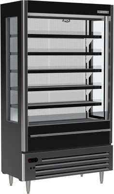 Beverage Air VMHCSL-18-1-B 12.7 Cu. Ft. Black Vinyl Vertical Case Vuemax Series Slim Open-Air Merchandiser - 115 Volts