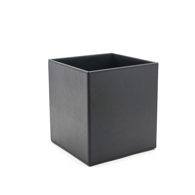 FOH RWA001BKL20 12.75 Qt. Black Faux Leather Cube Waste Can