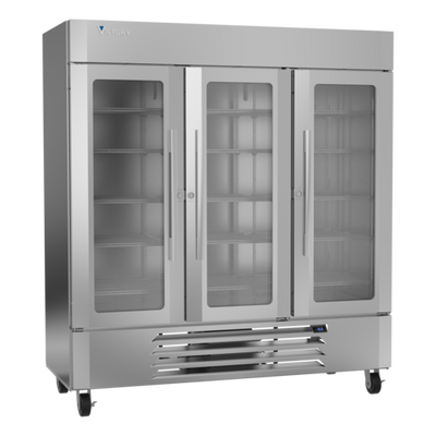 Victory LSF72HC-5 75.06" W Stainless Steel Three Section UltraSpec Series Merchandiser Freezer - 230 Volts