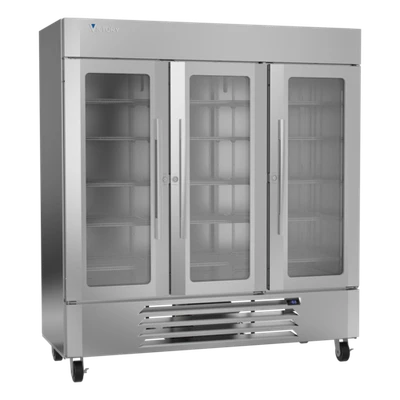 Victory LSF72HC-5 75.06" W Stainless Steel Three Section UltraSpec Series Merchandiser Freezer - 230 Volts