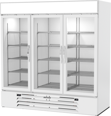 Beverage Air MMRR72HC-1-B-WW 75.13" W White 3-Section Locking Glass Doors Reach-In MarketMax DUAL TEMP Merchandiser - 115 Volts