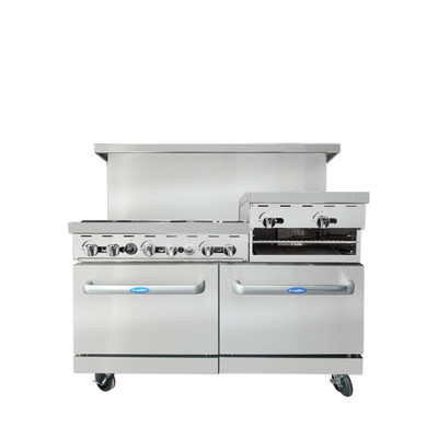 Atosa AGR-6B-24RGB-LP 60" W Stainless Steel Liquid Propane CookRite Range - 300,000 BTU
