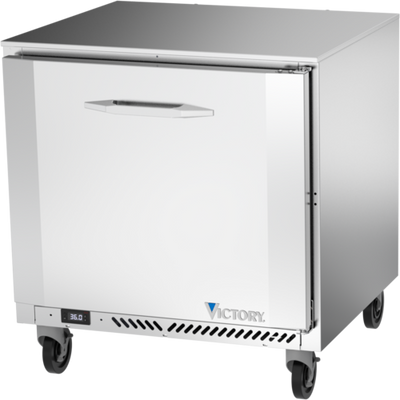 Victory VUR32HC 7.22 Cu. Ft. Stainless Steel Solid Doors Undercounter Refrigerator - 115 Volts