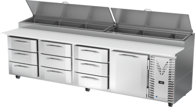 Victory VPPD119HC-9 118.88" W Stainless Steel 9 Drawers Pizza Prep Table