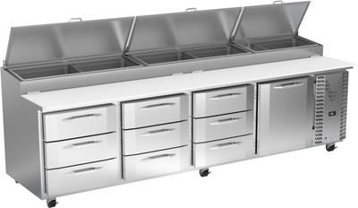 Victory VPPD119HC-9 118.88" W Stainless Steel 9 Drawers Pizza Prep Table
