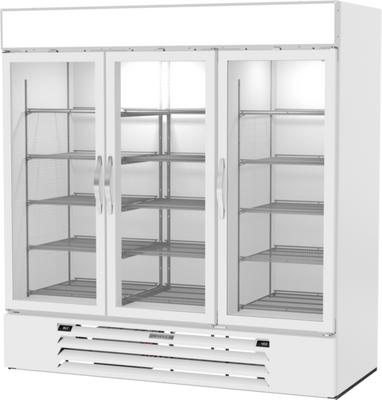 Beverage Air MMRF72HC-1-C-WW 75.13" W White Reach-In Three-Section Glass Doors MarketMax Dual Temp Merchandiser - 115 Volts