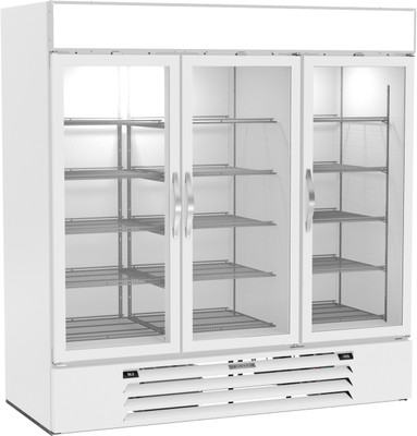 Beverage Air MMRF72HC-1-C-WW 75.13" W White Reach-In Three-Section Glass Doors MarketMax Dual Temp Merchandiser - 115 Volts