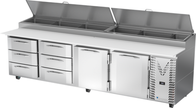 Victory VPPD119HC-6T 118.88" W Stainless Steel 6 Drawers Pizza Prep Table