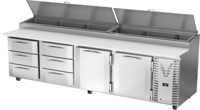 Victory VPPD119HC-6T 118.88" W Stainless Steel 6 Drawers Pizza Prep Table