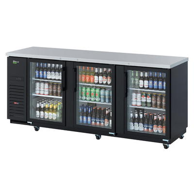Turbo Air TBB-4SGD-N 36.47 Cu. Ft. Black Glass Doors Three-Section Super Deluxe Back Bar Cooler - 115 Volts