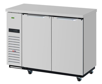 Turbo Air TBB-24-48SSD-N6 12.2 Cu. Ft. Stainless Steel Solid Doors Super Deluxe Narrow Back Bar Cooler - 115 Volts