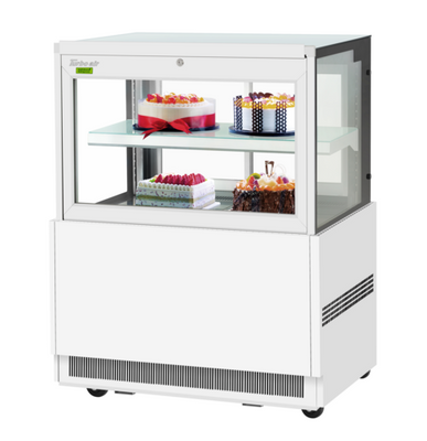 Turbo Air TBP36-46FN-W(B) 9 Cu. Ft. White Stainless Steel Front Glass Opening Refrigerated Bakery Display Case - 115 Volts