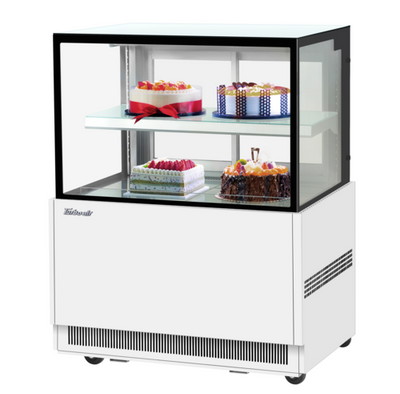 Turbo Air TBP36-46NN-W(B) 9 Cu. Ft. White Stainless Steel Straight Tempered Glass Front Refrigerated Bakery Display Case - 115 Volts