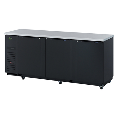 Turbo Air TBB-4SBD-N 36.47 Cu. Ft. Black Solid Doors Three-Section Super Deluxe Back Bar Cooler - 115 Volts