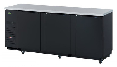 Turbo Air TBB-4SBD-N 36.47 Cu. Ft. Black Solid Doors Three-Section Super Deluxe Back Bar Cooler - 115 Volts