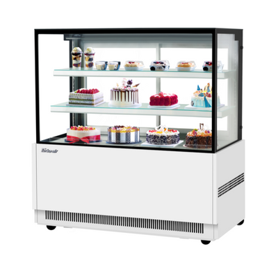 Turbo Air TBP60-54NN-W(B) 21.8 Cu. Ft. White Stainless Steel Straight Tempered Glass Front 2 Shelves Refrigerated Bakery Display Case - 115 Volts