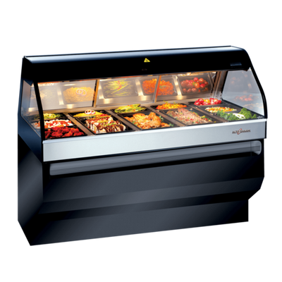 Alto-Shaam ED3SYS-72 72" W Black Stainless Steel Full Service Heated Display Case with Stationary Base - 208 Volts