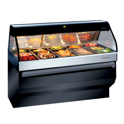 Alto-Shaam ED3SYS-72 72" W Black Stainless Steel Full Service Heated Display Case with Stationary Base - 208 Volts