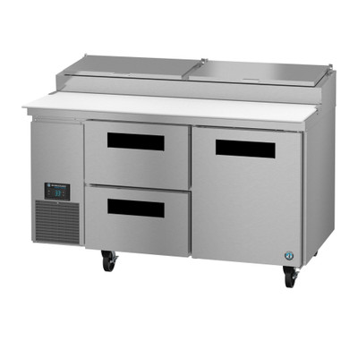 Hoshizaki PR60B-D2 16.63 Cu. Ft. Stainless Steel Reach-In Steelheart Series Pizza Prep Table - 115 Volts