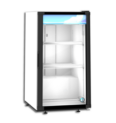 Hoshizaki RM-7-HC-WHT 7 Cu. Ft. White One-Section Glass Door Countertop Refrigerated Merchandiser - 115 Volts