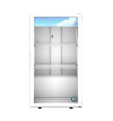 Hoshizaki RM-7-HC-WHT 7 Cu. Ft. White One-Section Glass Door Countertop Refrigerated Merchandiser - 115 Volts