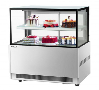 Turbo Air TBP48-46NN-S 12.4 Cu. Ft. Stainless Steel Straight Tempered Glass Front 1 Shelf Refrigerated Bakery Display Case - 115 Volts